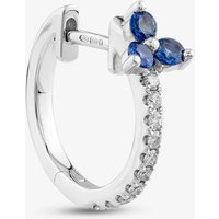 Product photograph of 14ct White Gold Round Sapphire Amp Brilliant Cut Diamond Single Hoop Earring E39076gw14sa Single from The Jewel Hut