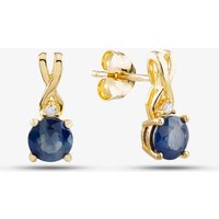 9ct Yellow Gold Sapphire and Diamond Stud Earrings OJE1702-BS