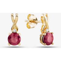9ct Yellow Gold Ruby and Diamond Stud Earrings OJE1702-R