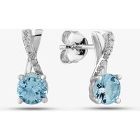 9ct White Gold Aquamarine and Diamond Crossover Stud Earrings OJE1703-AQ