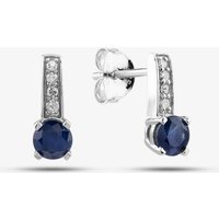 9ct White Gold Sapphire and 0.06ct Diamond Stud Earrings OJE1704-BS
