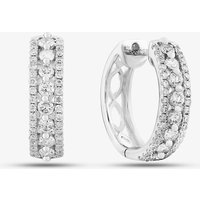 9ct White Gold Diamond Three Row Hoop Earrings PE04865