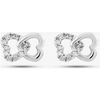 9ct White Gold and Pave Diamond Double Open Hearts Stud Earrings PE05599