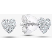 9ct White Gold 0.10ct Diamond Pave Heart Stud Earrings DE1647W