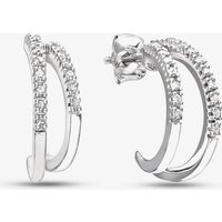 9ct White Gold 0.10ct Diamond Double Row Half Hoop Earrings PE03084W