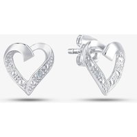 9ct White Gold Open Heart Diamond Stud Earrings PE04605W