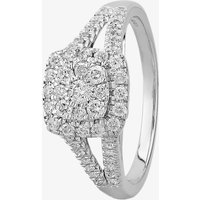 9ct White Gold 0.50ct Diamond Split Shouldered Square Cluster Ring THR19764-50D L