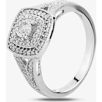 9ct White Gold 0.33ct Diamond Split Shouldered Cushion Cluster Ring THR23794-33 O