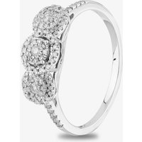 9ct White Gold 0.35ct Diamond Triple Cluster Shoulder Set Ring THR28930-35CH M