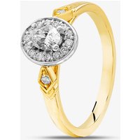 9ct Two Colour Gold 0.33ct Diamond Oval Shoulder Set Halo Ring 30981/33 O