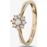 9ct Yellow Gold 0.25ct Diamond Flower Cluster Ring PR11539Y N