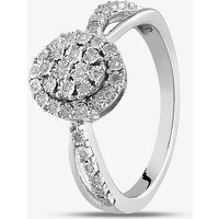 Pure Brilliance Sterling Silver 0.10ct Diamond Oval Cluster Shoulder Set Ring THR31374-10CH S (SIL)