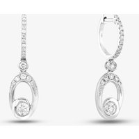 18ct White Gold 0.70ct Brilliant Cut Open Oval Swirl Huggie Dropper Earrings LG306/EA-PR