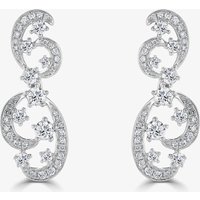 18ct White Gold 1.47ct Diamond Fancy Swirl Cluster Dropper Earrings LG213/EA-PE