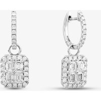 18ct White Gold Brilliant and Emerald Cut Diamond Hoop Dropper Earrings E27616GW18DD