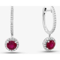 18ct White Gold Brilliant Cut Ruby and Diamond Hoop Earrings E39071GW18RB
