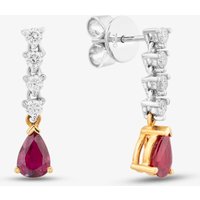 18ct Two Colour Gold Ruby and Diamond Dropper Earrings 39724