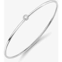 18ct White Gold Rubover Diamond Bangle BG075