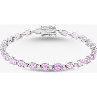 18ct White Gold 9.58ct Oval Cut Sapphire and 0.59ct Brilliant Cut Diamond Tennis Bracelet MQ5800