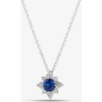 18ct White Gold 0.43ct Sapphire and 0.18ct Brilliant Cut Diamond Star Halo Necklace 29292