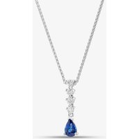 18ct White Gold 0.44ct Pear Cut Sapphire and 0.15ct Brilliant Cut Diamond Necklace 29290