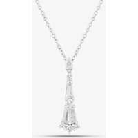 18ct White Gold 0.63ct Tapered Baguette Cut and Brilliant Cut Diamond Pendant Necklace LG318/NB