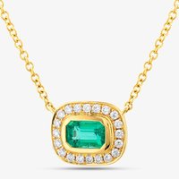 18ct Yellow Gold Emerald Cut Emerald and Brilliant Cut Diamond Necklace LG327/NA(EM)