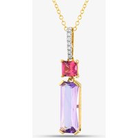18ct Yellow Gold Multi Cut Amethyst and Topaz and 0.06ct Diamond Pendant Necklace LG320/PA(PTO/AM)