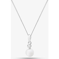 18ct White Gold Freshwater Pearl and Diamond Drop Pendant Necklace PNX5119PL