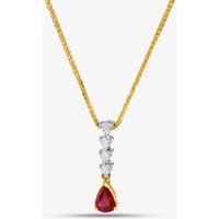 18ct Two Colour Gold Pear Cut Ruby and Brilliant Cut Diamond Necklace 39290G2