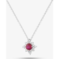 18ct White Gold Brilliant Cut Ruby and Diamond Star Necklace 39292G2
