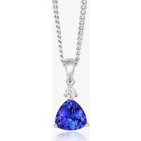 Tivon Classic 18ct White Gold Trillion-Cut Tanzanite and Diamond Necklace CPW1STR7TZ