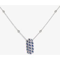 18ct White Gold Marine Sapphire and Diamond Wave Cluster Necklace LG193/NA(BS)