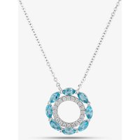 18ct White Gold Marquise Cut Blue Topaz and Brilliant Cut Diamond Openwork Necklace P38157GW18TB