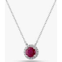 18ct White Gold Brilliant Cut Ruby and Diamond Halo Necklace P39072GW18RB