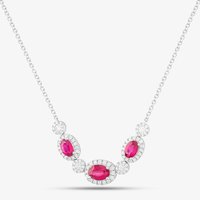 18ct White Gold 1.67ct Oval Cut Ruby and 0.68ct Brilliant Cut Diamond Halo Necklace N02990R 18KW