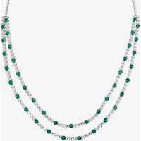 18ct White Gold Emerald and Diamond Two Row Necklace HSN1061(EM)