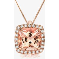 Tivon 18ct Rose Gold Cushion-Cut Morganite and Diamond Cluster Necklace PR-0943-MG
