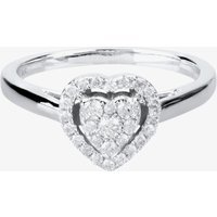 9ct White Gold 0.25ct Diamond Heart Cluster Ring THR10927-25 O