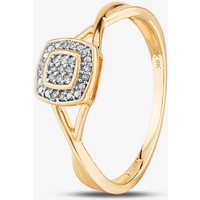9ct Yellow Gold 0.05ct Diamond Pave Square Cluster Promise Ring THR19766-05 9Ky L