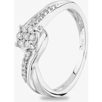 9ct White Gold 0.15ct Diamond Cluster Twist Ring THR18689-15 WG P