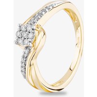9ct Yellow Gold 0.15ct Diamond Cluster Twist Ring THR18689-15 N