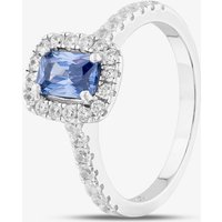 Sterling Silver Emerald Cut Blue Tanzanite Cluster Ring S2190-L