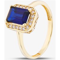 Gold Impression 9ct Yellow Gold Emerald Cut Blue Cubic Zirconia Cluster Ring RBE047B-P