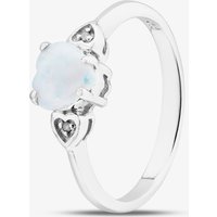 Sterling Silver White Opal Diamond Heart Ring S2277-M