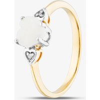 Silver Gold Plated White Opal Diamond Heart Ring S2277Y-L