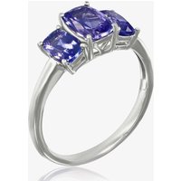Gold Impression 9ct White Gold Cushion Cut Tanzanite Three Stone Ring DOM335 M