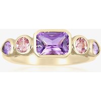Gold Impression 9ct Yellow Gold Amethyst and Pink Tourmaline Dress Ring DOM338 P
