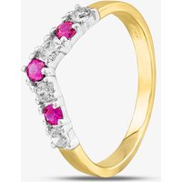 9ct Yellow Gold Red and Clear Crystal Wishbone Ring DIV003R-O