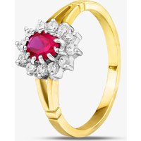 9ct Yellow Gold Red and Clear Crystal Cluster Ring DIV006R-L